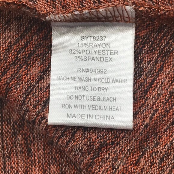 P Luca Milano Women's XL Turtle Neck 3/4 Sleeve V Front Dress Brown Preowned - Picture 3 of 15